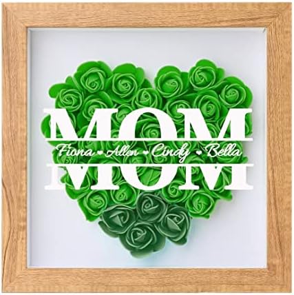 Liskanap Персонални Скоростна Сенки за цветя на Майка с Имена и Инициали на Деня на Майката, Индивидуална Рамка с Монограм във формата