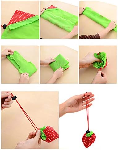 U-M pulabo Скъпа Сгъваема чанта-тоут под формата на ягоди, Множество Еко-чанта за покупки (червена, 1 бр.), Изключително качество и
