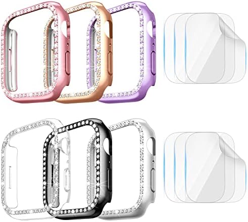 [6 + 6 опаковки] Калъф VEGO Bling за Apple Watch Series 8 и Series 7 41 мм, с фолио, сладко чанта за КОМПЮТЪР с кристали