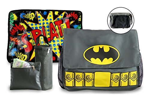 Сива чанта за памперси DC Comics, Батман Включва в себе си Промяна подложка и чанта за бутилка