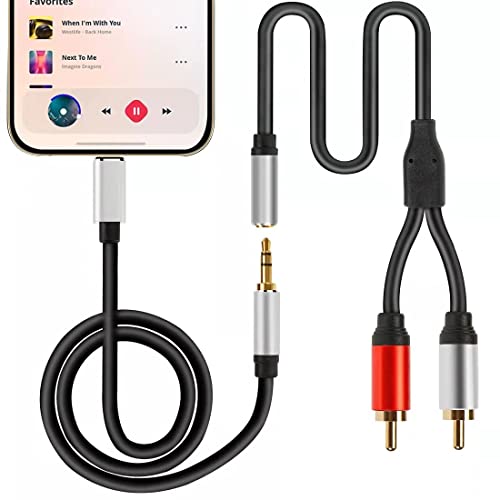 Аудио кабел 2 в 1 порт iOS 3,5 мм штекерный кабел и 3,5 мм aux-in на RCA Стерео удлинительный кабел-адаптер, съвместим с iPhone/iPod/