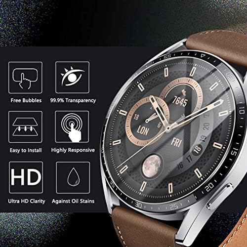 Съвместимост с защитно фолио за екрана Huawei Watch GT 3 46 мм, защитен слой от закалено стъкло AWADUO, съвместима с Huawei Watch GT 3