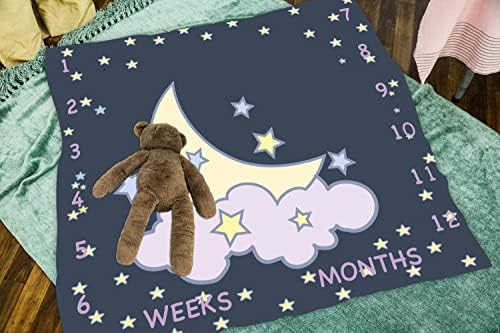 Одеало LYLYCTY Baby Monthly Milestone, Одеало с Лунна Звезда, Черно Одеяло Със Снимка За Спомен За Новородено, Одеало За