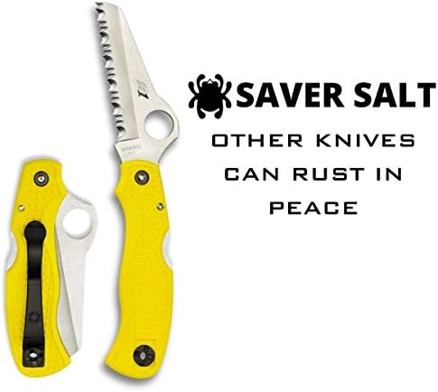 Солна нож Spyderco Saver с устойчиви на корозия остриета от неръждаема стомана 3,09 H-1 и леката дръжка жълт цвят до frn - SpyderEdge