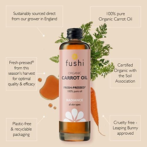 Органично масло от моркови Fushi 100 мл първото пресоване, биодинамични събиране на студено пресовано от Fushi Wellbeing
