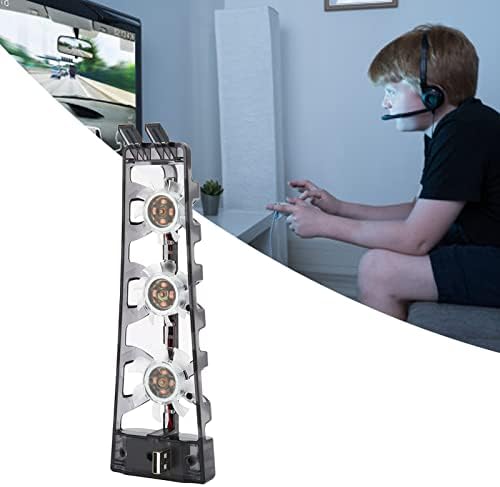 Yoidesu за PS5 Охлаждащ вентилатор, Вграден в 3 охлаждащия вентилатор с led подсветка 4,9 CFM Ефективен Охладител за видео