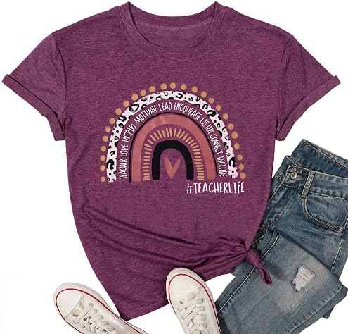 Женска Тениска За учители с Хубави Розови Леопардовым Графичен Писмото Принтом, Подарък За Учители в Детска градина, Вдъхновяващи Спортни Върхове