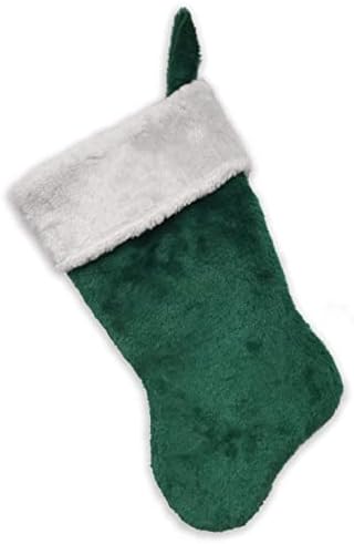 Първоначално Коледни чорапи с бродирани мен монограм, на Зелено-Бял плюш, Инициал N
