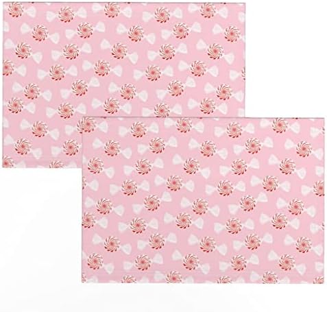 Кърпички от Ленено Futon Платна (Комплект от 2 броя) - Розови Празнични Коледни Сладкиши С Бонбони За Малки Момичета, Ментови
