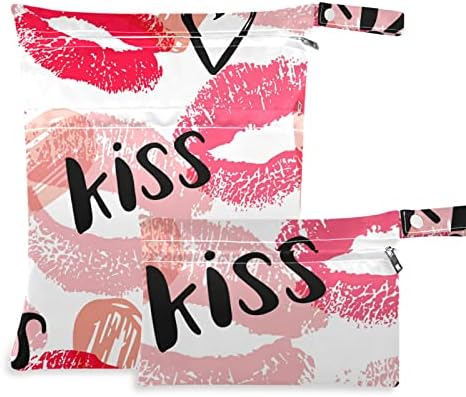 ZZXXB Kiss Lip Водоустойчив Влажна Чанта за многократна употреба Текстилен Влажна Пелена Суха Чанта с Джоб с Цип за Пътуване,