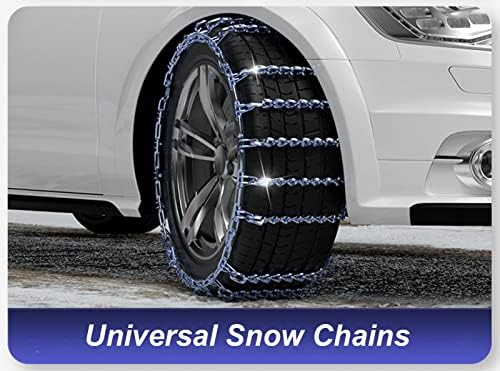 Универсални вериги за сняг, Дърпане верига за гуми, Мини верига за леки автомобили, Пикапи и джипове, Комплект от 2 Вериги