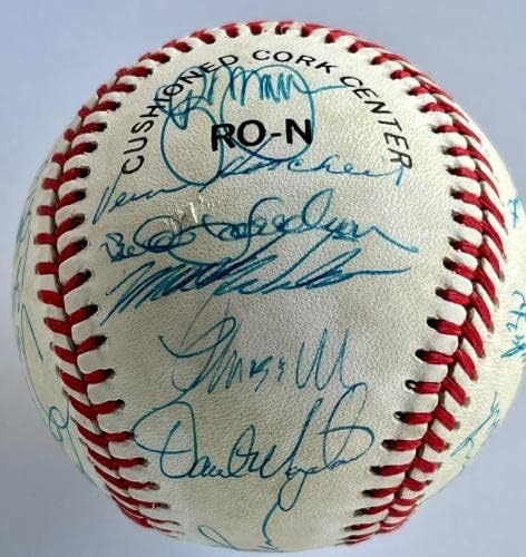 1987 отборът на НЮ ЙОРК МЕТС подписа Топката Националната лига-29 ПОДПИСИ-ПИСМО JSA - Бейзболни топки с автографи