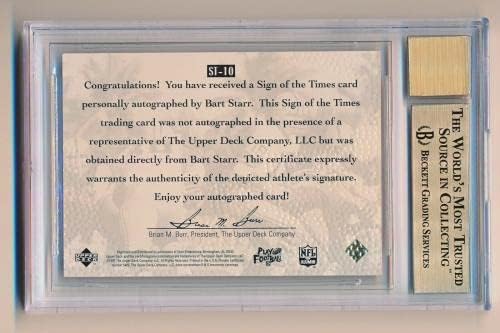 Барт Стар 1997 Легенда на горната палуба Sign of the Times Auto БГД 9.5 10 Pop 2 - Футболни картички с автографи на NFL