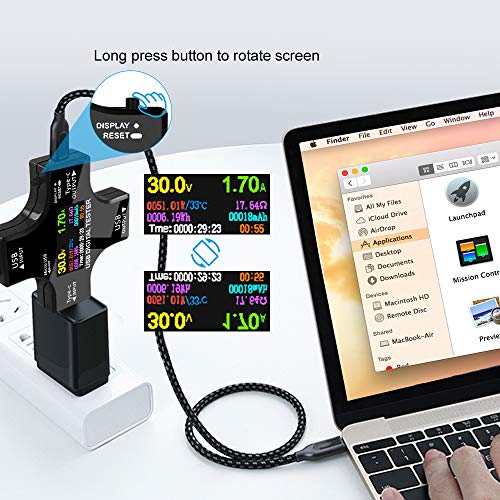 Тестери зададено измерване на мощност USB, Мултифункционален USB-тестер 2 в 1 Type C Electop Upgrade, LCD Цифров Мултицет, Детектор