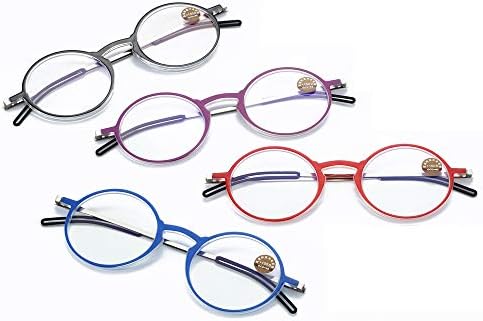 Qi Song 3 мм ултра-Тънки Анти-Сини Лъчи Ретро Кръгли Очила за четене Унисекс комплект с Изключително Труден футляром