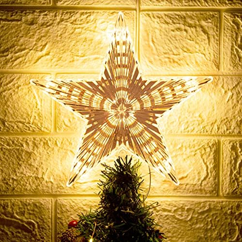 Коледно Дърво Topper Звезда Топло Бяла Светлина Коледно Дърво Декор за Коледа на дом за Отдих, Подходящи за Коледната Елха Общия размер