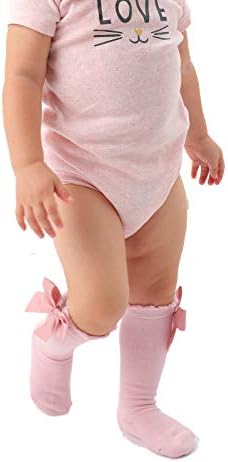 EPEIUS/ Чорапогащи до коляното за малки момичета, Памучни Униформа Чорапи, Чорапи с къдри под формата на тръби за Новородени Бебета (опаковка