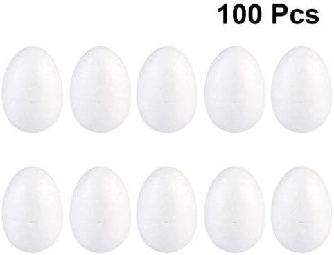 MAGICLULU 100ШТ Пяна Яйца 2,8 Инчов Яйца Гладки Бели Великденски Яйца за Бродирани Производство на Празника Великден, Хелоуин,