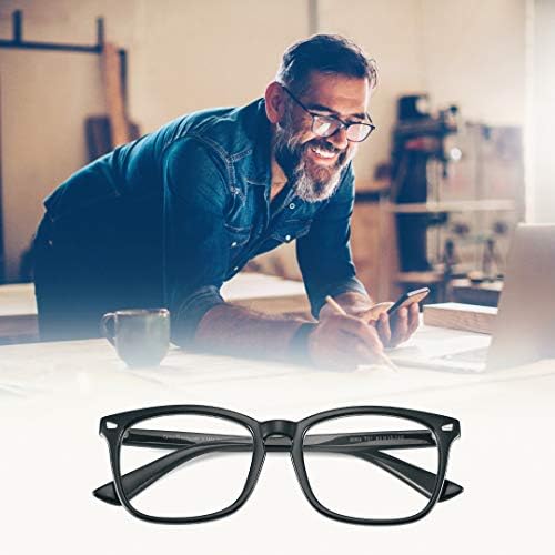 Cyxus Очила за Четене, за Жени, Мъже Синя Светлина Блокер Бифокални Очила Квадратни Прозрачни Лещи за Увеличаване на Очила За Четене