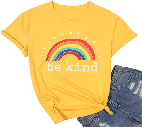 Тениски Be Kind за Жени, Вдъхновяваща Риза с Розови Дизайн и Къс Ръкав, Смешни Ежедневни Тениски