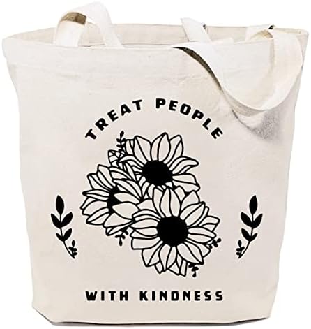 SAUIVD да се отнасяме към хората с доброта платно чанта подарък от слънчоглед, памучни пазарски чанти за многократна употреба миещи се