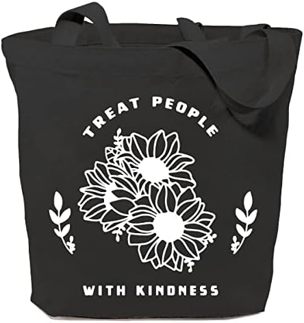 SAUIVD да се отнасяме към хората с доброта платно чанта подарък от слънчоглед, памучни пазарски чанти за многократна употреба