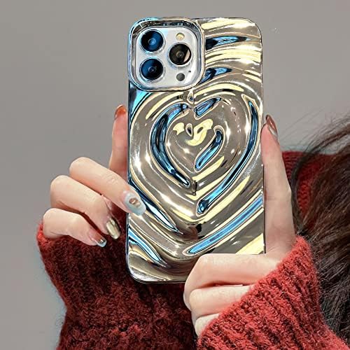 хубава калъф tharlet за iPhone 13 Pro Max Love Heart Case, 3D покритие, под формата на водна Вълна, Дизайн с пайети, Модерен и Луксозен