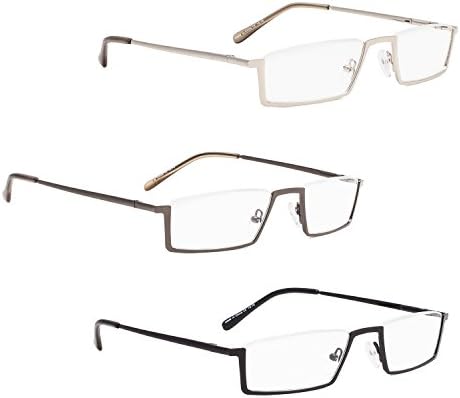 LUR 3 опаковки очила за четене в полукръгла рамка + 3 опаковки на метални очила за четене в полукръгла рамка (общо 6 двойки ридеров + 3,50)