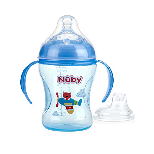 Nuby 3 Piece Natural Touch 3-Стъпка Размера на гърдите с широко гърло от Бутилка до чаши, Момче