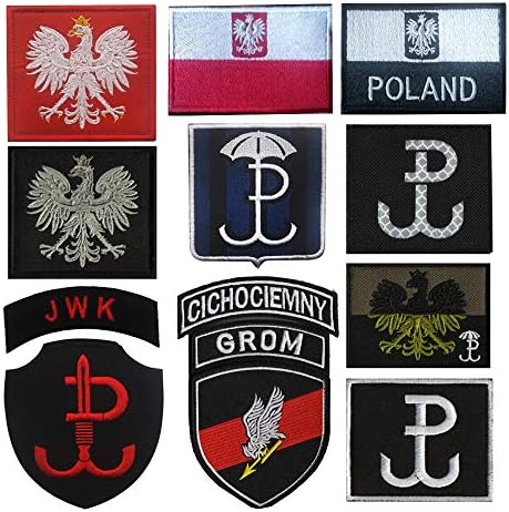 Нашивка с изображение на Стриди, Флаг на Полицията на Полша, Кука за закрепване на силите за сигурност, Червено-черна нашивка