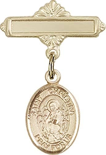 Детски икона Jewels Мания със Светия чар и полирани игла за бейджа | Детски иконата със златен пълнеж от Светите Кристина,