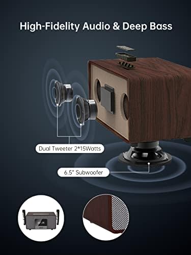 Караоке-машина RHM за възрастни и деца с 2 Безжични микрофони UHF, Акустична Система за Bluetooth за пеене PA с възможност за регулиране