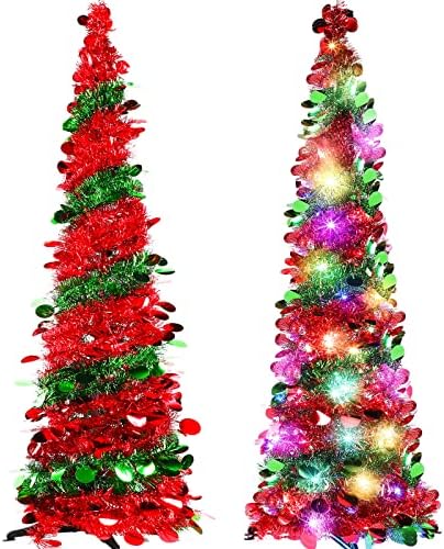 HyDren 5-Подножието Карандашная Коледно дърво с 50 led Гирлянди, работещи на батерии, Сгъваема Коледна елха с Гирлянди,
