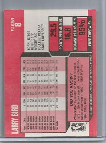 1989-90 Баскетболно карта №8 Лари Берда Селтикс в НБА, NM-MT
