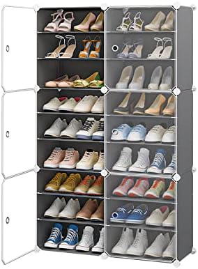 Шкаф за съхранение на Организатор за обувки Aeitc, Тясна Застояла Штабелируемая Рафт за обувки, Спестявайки Пространство, 36 Двойки,