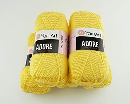 5 х 100 г Еднакво прежда за плетене на YarnArt Adore Турска прежда със защита от търкалянето (жълто 332)