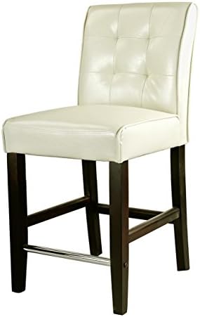 Бар стол CorLiving Antonio височина с багажник, от кремаво-бели ламинирани кожата, 25 инча
