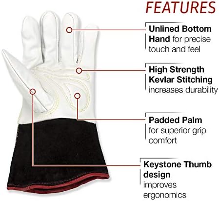 Ръкавици за заваряване TIG Lincoln Electric Premium | Висококачествена Зернистая кожа | Висока маневреност | Голям размер |