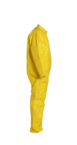 Еднократна Химически устойчив гащеризон DuPont Tychem 2000 с Зазубренными шевове и открити белезници, жълт, 3 размера, 12 опаковки