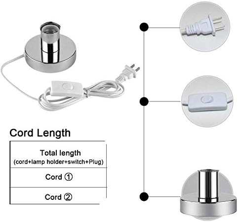 (2 опаковки) Полированное Метална основа настолна лампа Керамични притежателя на основата на 6-крак кабел за Включване/изключване