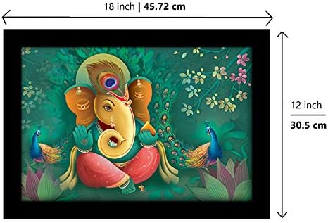 Снимка на LIFEHAXTORE Xtore Ganesha Art в кадър | Готова да бъде обесен (на Дърво, 12 инча x 18 инча)