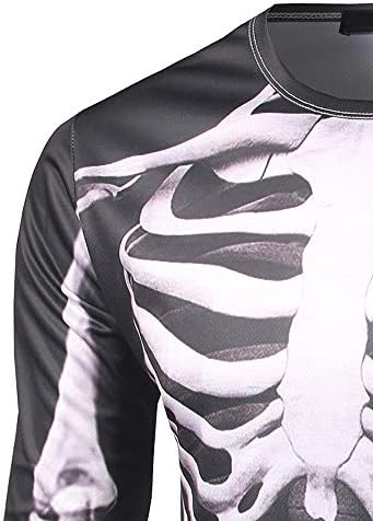 Тениска Унисекс GRAJTCIN с 3D-принтом Скелета и дълъг ръкав
