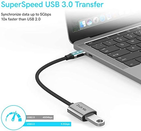 Адаптер Tek Styz USB-C USB 3.0 е обратно Съвместим с датчиците Dell XPS 13 9305 OTG Type-C/PD Male USB 3.0 Female. (5 gbps)