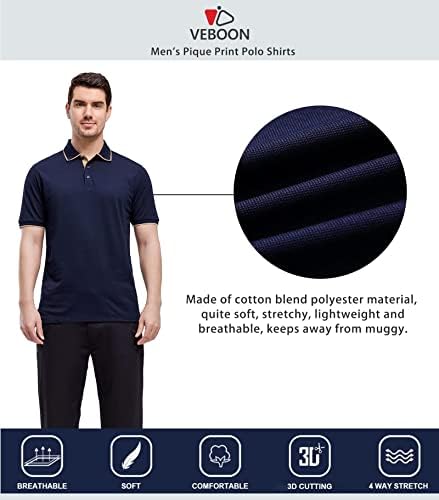 Мъжки Ризи Поло VEBOON в стила на Върха, в памучна Смес с Къс Ръкав, Бизнес и Ежедневни Риза с къси ръкави с яка-часова