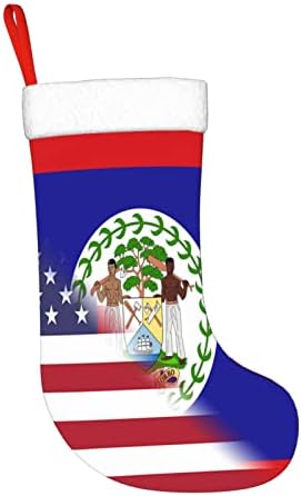 TZT Американски Флаг и знамето на Белиз Коледни Чорапи, Подаръци за Коледно парти за семейни Празнични украси 18 Инча