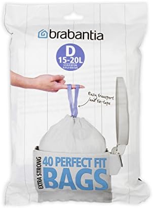 Brabantia 362187 Опаковка 40 Торби за боклук, 4-5,3 литра, Бял