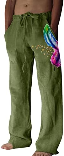 Little L / мъжки модни ежедневни панталони с дантела, изработени от памук с джобове и принтом, панталони големи размери, панталони M, дрехи