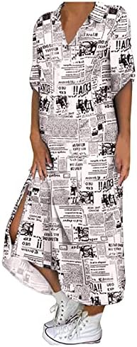 Секси дълга рокля-туника с графичен принтом, закатанный дълъг ръкав, отложной яка, самостоятелна подгъва, ежедневни свободни рокли-ризи