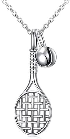 DAOCHONG S925 Бижута от Сребро Тенис Ракета Висулка Колие Подарък за Любителски Тенис Спортове от 18 см до 20 см