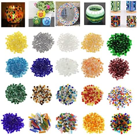 Многоцветни Квадратни Стъклени Мозаечни плочки Emer's 250 парчета за направата на мозайки - Greycoding/179 (цвят-Жълт)